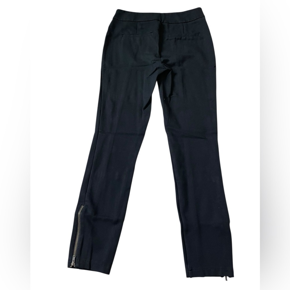 Women’s Black Ankle Zip Skinny Pants US 2 Stretch Ponte Slim Cigarette